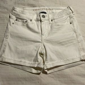 American eagle white stretch denim shorts